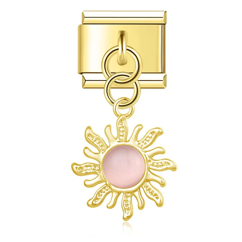 Gold-Charm Funkel Universum Anhänger Sonne