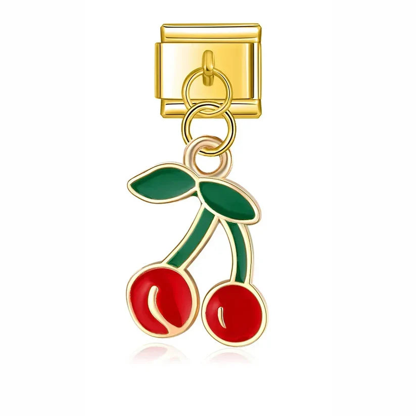Gold-Charm Food & Drinks Anhänger Kirsche
