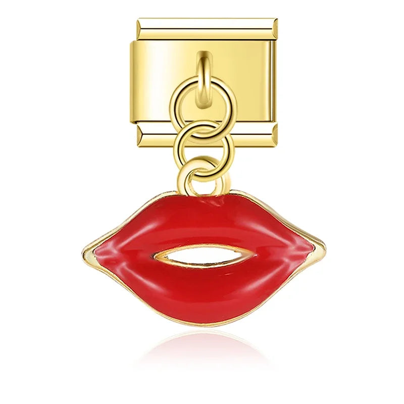 Gold-Charm Liebe Anhänger Lippe