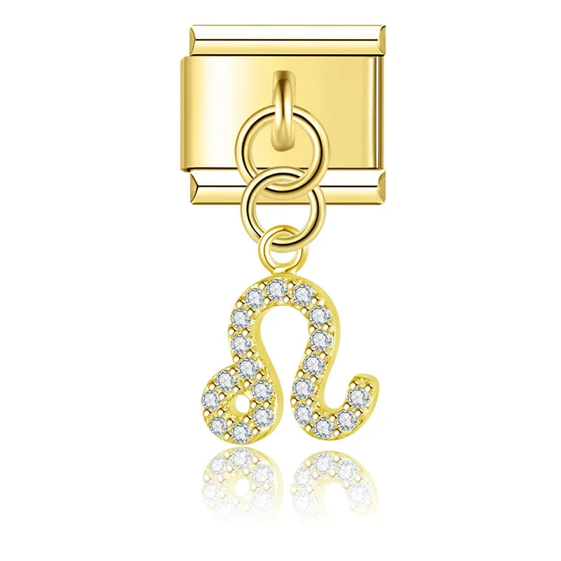 Gold-Charm Funkel Sternzeichen Anhänger Löwe