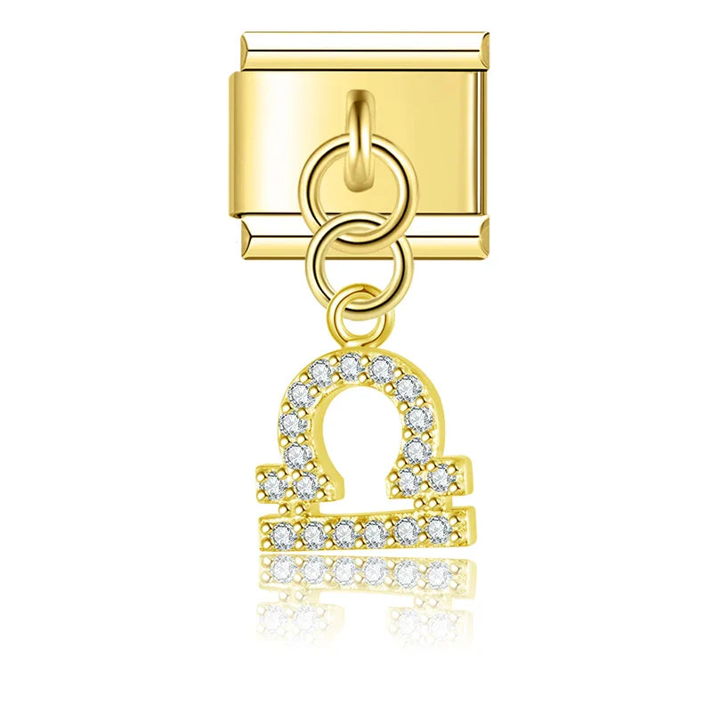 Gold-Charm Funkel Sternzeichen Anhänger Waage