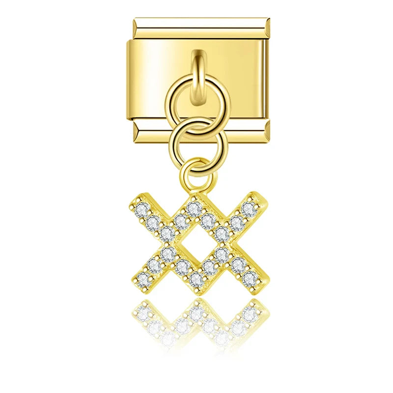 Gold-Charm Funkel Sternzeichen Anhänger Wassermann
